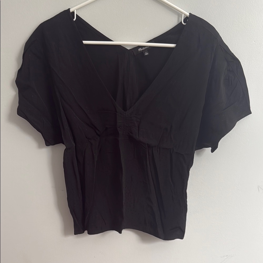 Black V-Neck Women's Top
